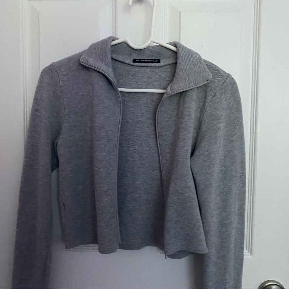 Brandy Melville Gray Zip-Up Cardigan